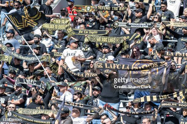 Fans during the match against Colorado Rapids at Banc of California Stadium in Los Angeles, California on February 26, 2022. Los Angeles FC won the...