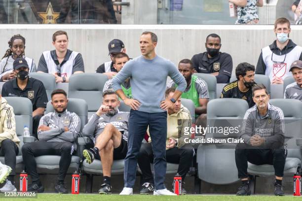Los Angeles FC Coach Steve Cherundolo during the match against Colorado Rapids at Banc of California Stadium in Los Angeles, California on February...