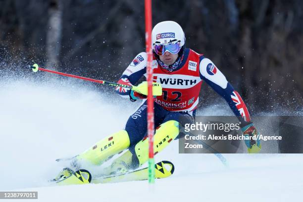 Dave Ryding of Team Great Britain competes during the Audi FIS Alpine Ski World Cup Men's Slalom on February 27, 2022 in Garmisch Partenkirchen,...