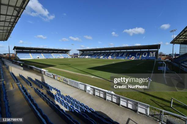 General view of the Weston Homes Community Stadium during the Sky Bet League 2 match between Colchester United and Oldham Athletic at the Weston...