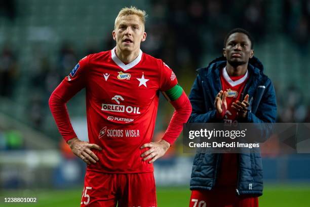 Michal Frydrych of Wisla Krakau looks on during the PKO Ekstraklasa match between Legia Warschau and Wisla Krakau at Stadion Wojska Polskiego on...