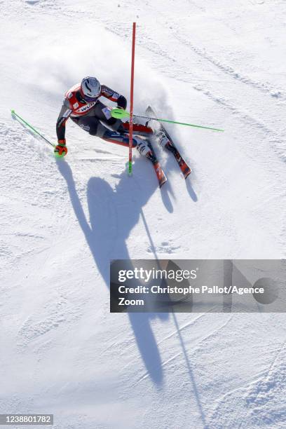 Henrik Kristoffersen of Team Norway competes during the Audi FIS Alpine Ski World Cup Men's Slalom on February 27, 2022 in Garmisch Partenkirchen,...