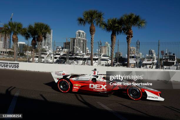 IndyCar series driver Scott McLaughlin drives down Dan Wheldon Way during practice for the Firestone Grand Prix of St. Petersburg on February 27 at...