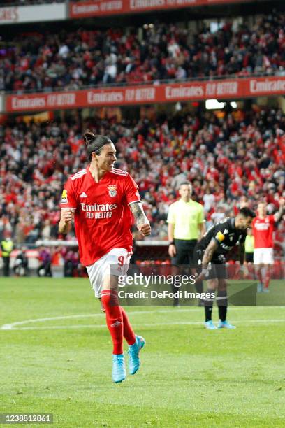 Darwin Nunez of SL Benfica celebrates after scoring his team's second goal during the Liga Portugal Bwin match between SL Benfica and Vitoria...