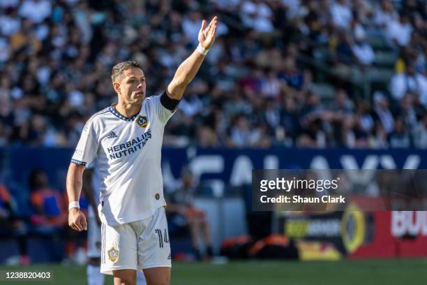 Javier Hernandez of Los Angeles Galaxy during the match against New York City FC at the Dignity Health Sports Park on February 27, 2022 in Carson,...