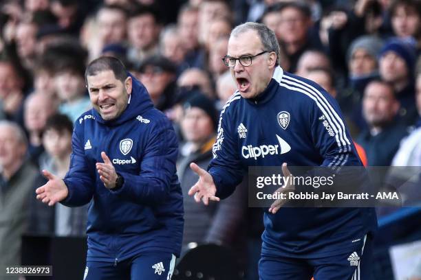 Marcelo Bielsa the head coach / manager of Leeds United during the Premier League match between Leeds United and Tottenham Hotspur at Elland Road on...