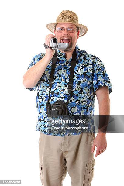 tourist with video camera - funny tourist stock pictures, royalty-free photos & images