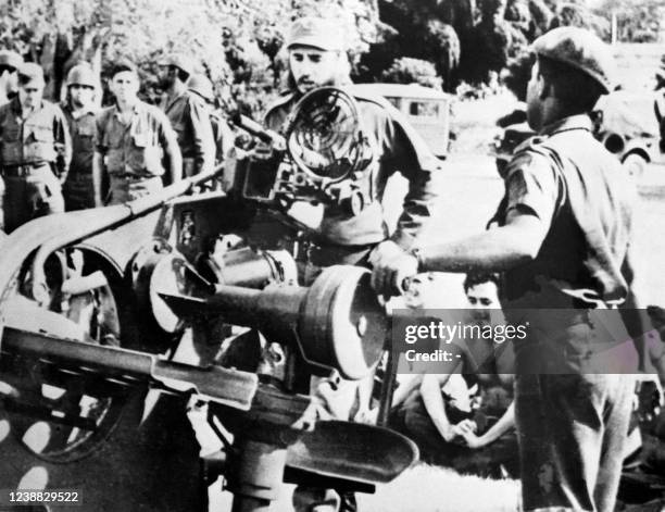 Cuban leader Fidel Castro inspects weapons in a military base, 02 November 1962, during the missiles crisis. The Cuban missile crisis and its...