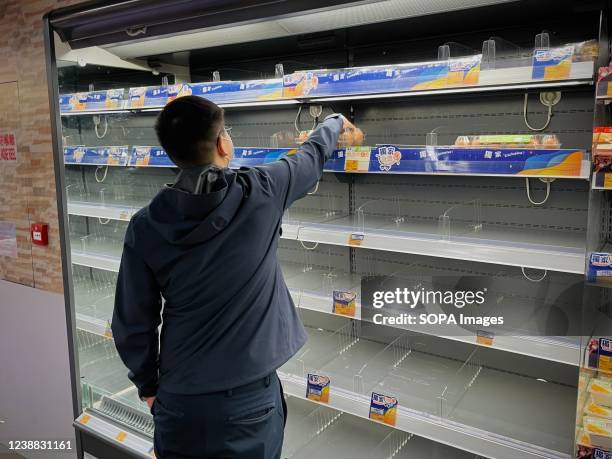 Customer seen shopping inside a supermarket. Hong Kong may impose a Chinese style hard lockdown that confines people to their homes, authorities...