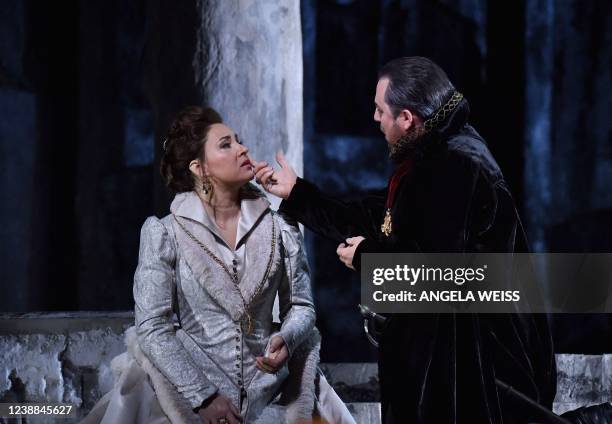 Sonya Yoncheva and Matthew Polenzani perform in Giuseppe Verdi's "Don Carlos" at The Metropolitan Opera in New York City on February 25, 2022. - The...