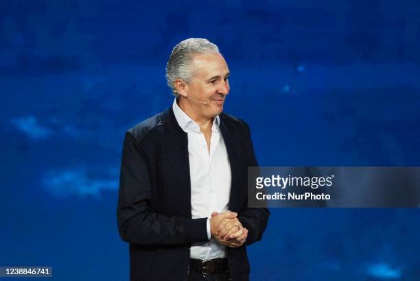 Andy Penn, CEO of Telstra, at the Value Creation Keynote during the Opening day of Mobile World Congress Barcelona, on February 28, 2022 in...