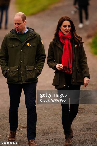 Prince William, Duke of Cambridge and Catherine, Duchess of Cambridge visit Pant Farm near Abergavenny, a goat farm that has been providing milk to a...