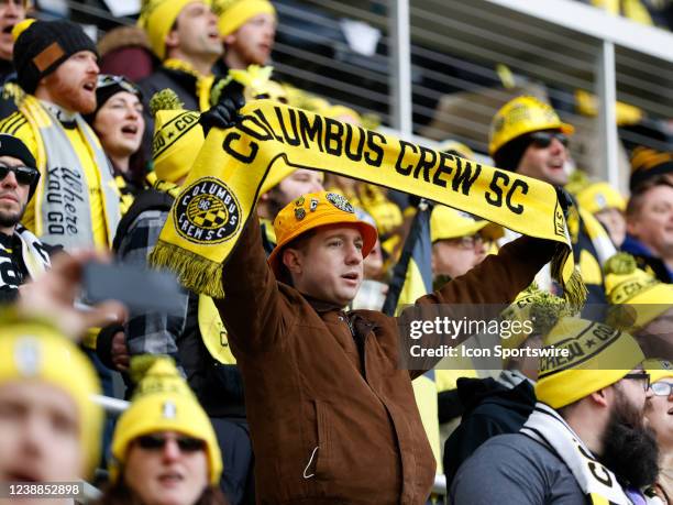 Crew fans on the Nordecke in a match between the Columbus Crew and the Vancouver Whitecaps FC on February 26 at Lower.com Field in Columbus, Ohio.