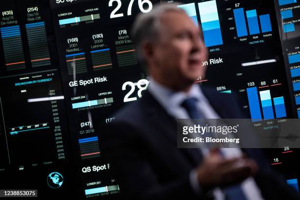 Stock information displayed during an interview with Ken Griffin, chief executive officer and founder of Citadel Advisors LLC, for an episode of...