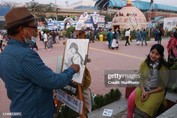 The 45th International Kolkata Book Fair, in Kolkata, India, on March 01, 2022. The book fair which is primarily for the general public rather than...