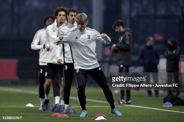 Gabriele Mulazzi during a Juventus U19 Training Session on March 01, 2022 in Alkmaar, Netherlands.