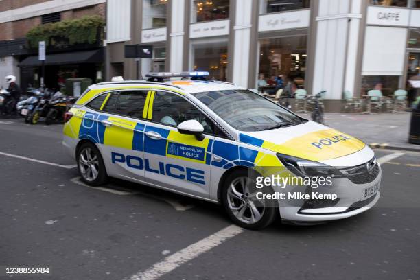 Metropilitan Police car passing at speed on 17th February 2022 in London, United Kingdom. The Metropolitan Police Service is the territorial police...