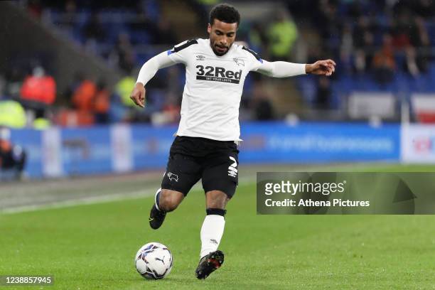 Nathan Byrne of Derby County in action during the Sky Bet Championship match between Cardiff City and Derby County at the Cardiff City Stadium on...