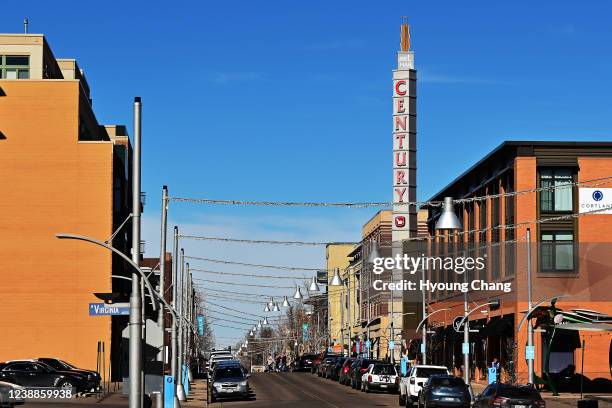 Teller Street of Belmar shopping and dinning district in Lakewood, Colorado on Tuesday, March 1, 2022.