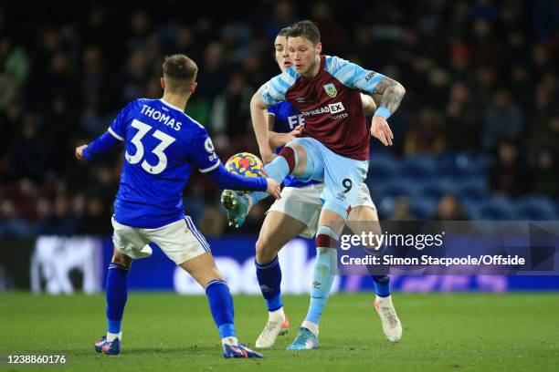 Wout Weghourst of Burnley during the Premier League match between Burnley and Leicester City at Turf Moor on March 1, 2022 in Burnley, United Kingdom.
