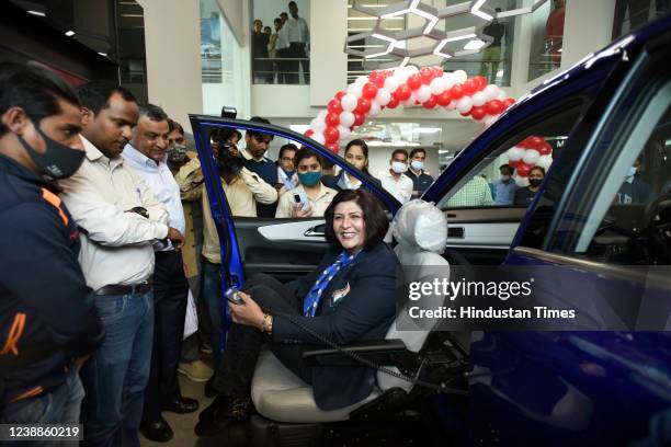 Deepa Malik , President of Paralympic Committee of India and 2016 Rio Summer Paralympic Games Silver medalist, receives her specially modified...