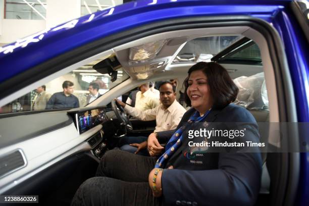 Deepa Malik , President of Paralympic Committee of India and 2016 Rio Summer Paralympic Games Silver medalist, receives her specially modified...