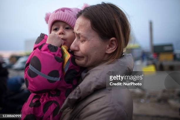 Ukrainian refugees come in Przemysl, Poland, on March 1, 2022.