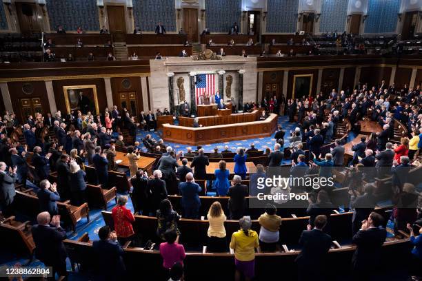 President Joe Biden delivers the State of the Union address during a joint session of Congress in the U.S. Capitol’s House Chamber on March 1, 2022...