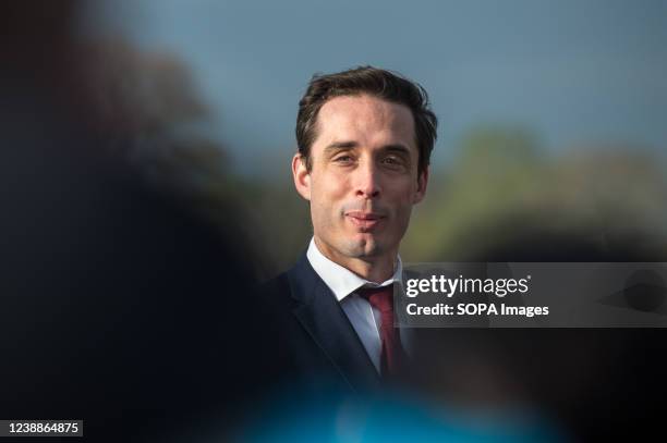 Minister Jean-Baptiste Djebbari seen during his speech in Arles. Jean-Baptiste Djebbari, Minister Delegate to the Minister of Ecological Transition,...