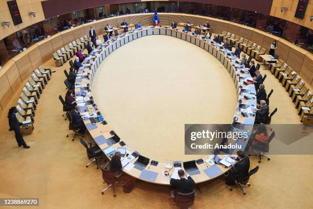 General view of the European Commission weekly College Meeting at the EU headquarters in Brussels, Belgium on March 02, 2022.