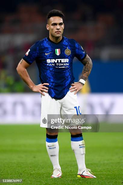 Lautaro Martinez of FC Internazionale looks on during the Coppa Italia semi-final first leg football match between AC Milan and FC Internazionale....