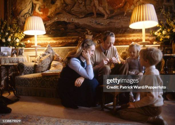 The 11th Duke of Marlborough, John George Vanderbilt Henry Spencer-Churchill, playing a game with his wife The Duchess, nee Countess Rosita Douglas,...