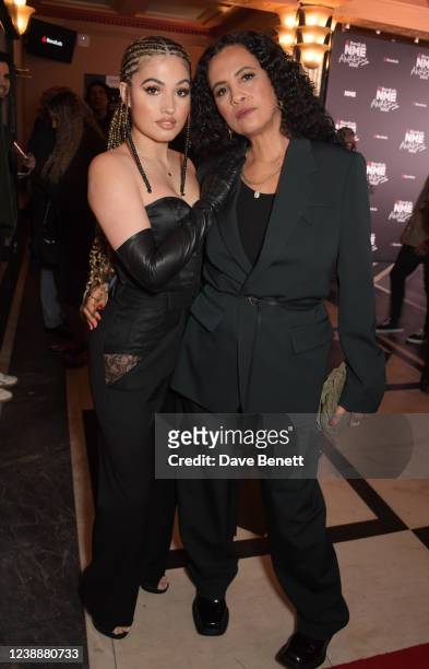 Mabel and Neneh Cherry arrive at The NME Awards 2022 at the O2 Academy Brixton on March 2, 2022 in London, England.