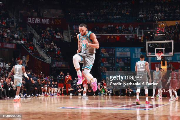 Stephen Curry of Team LeBron celebrates during the 2022 NBA All-Star Game as part of 2022 NBA All Star Weekend on February 20, 2022 at Rocket...