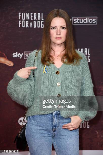 Jennifer Ulrich attends the premiere of the Sky Original series "Funeral for a Dog" at Kino in der Kulturbrauerei on March 2, 2022 in Berlin, Germany.