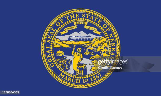 flag of nebraska - nebraska state capitol stock illustrations
