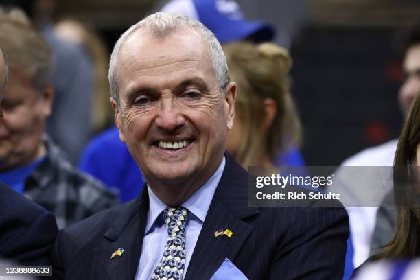New Jersey Gov. Phil Murphy attends a game between the Georgetown Hoyas and Seton Hall Pirates at Prudential Center on March 2, 2022 in Newark, New...