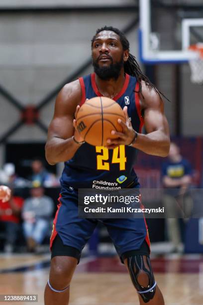 Kenneth Faried of the Grand Rapids Gold shoots against the Lakeland Magic during the second half of an NBA G-League game on March 02, 2022 at the...