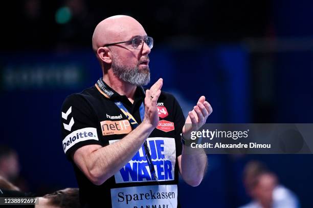 Srefan MADSEN head coach of Aalborg during the EHF Champions League between Montpellier and Aalborg on March 2, 2022 in Montpellier, France.