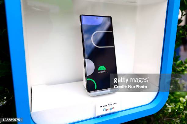 The Google Pixel 6 Pro, the latest smartphone from the American multinational, being exhibited at the Android Avenue at Mobile World Congress the...