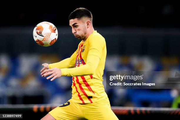 Ferran Torres of FC Barcelona during the UEFA Europa League match between Napoli v FC Barcelona at the Stadio Diego Maradona on February 24, 2022 in...