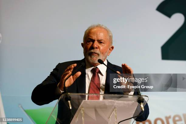 The president of the Workers' Party of Brazil, Gleisi Hoffmann speaks during the meet of the Second Ordinary Assembly of the legislators of the...