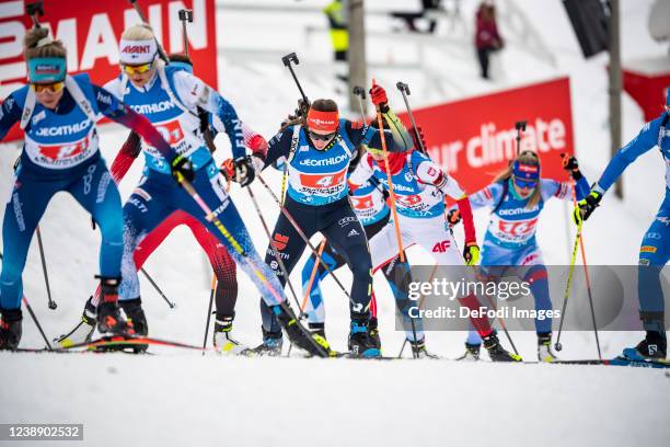 Vanessa Voigt of Germany in action competes during the Relay Women at the IBU World Cup Biathlon Kontiolahti on March 3, 2022 in Kontiolahti, Finland.