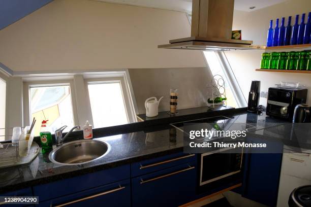 An interior view of the Cube Houses on March 02, 2022 in Rotterdam, Netherlands. The Kubuswoningen are a set of innovative houses in Rotterdam,...