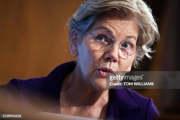 Senator Elizabeth Warren speaks as Federal Reserve Chairman, Jerome Powell, testifies before the House Financial Services Committee on "The...