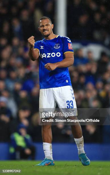 Jose Salomon Rondon of Everton celebrates after scoring the second goal during the Emirates FA Cup Fifth Round match between Everton and Boreham Wood...