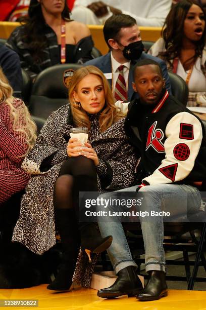 Singers, Adele and Rich Paul attend the 2022 NBA All-Star Game as part of 2022 NBA All Star Weekend on February 20, 2022 at Rocket Mortgage...