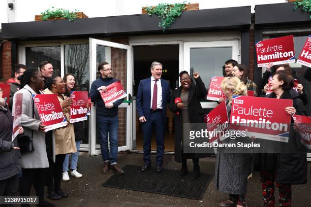Leader of the Labour Party Keir Starmer joins Labour's Newest MP Paulette Hamilton after she won the Birmingham Erdington by-election on March 4,...