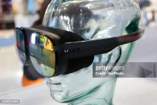 The VIVE Flow, the Virtual Reality headset awarder as the Best Wearable Tech 2021 from the HTC Corporation brand, showcased at Mobile World Congress...