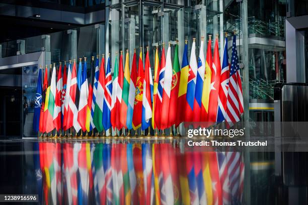 Interior shot NATO headquarters during the meeting of NATO foreign ministers at NATO headquarters on March 04, 2022 in Brussels, Belgium. Baerbock...